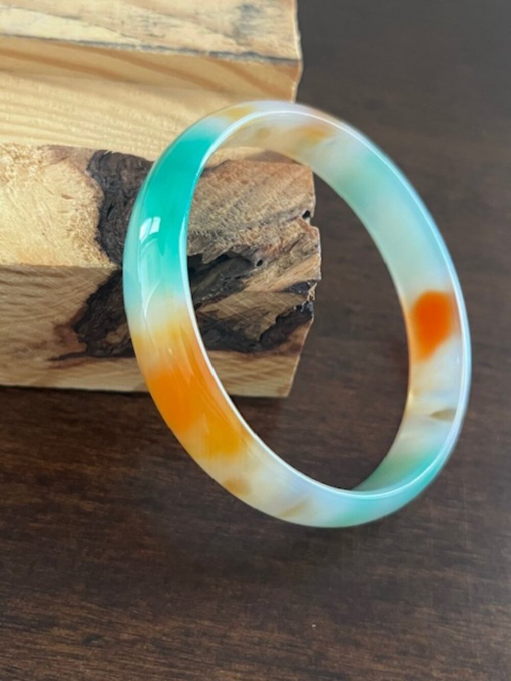 Multicolor Acrylic Bangle Bracelet Beachy Coastal Earthy Rainbow